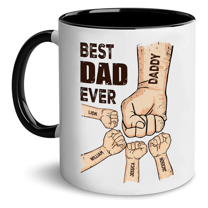 Personalized Coffee Mug For Dad From Son Daughter Awesome Dad Ever Fist Bump Custom Name 11 15oz Cup Fathers Day Gifts
