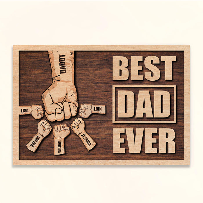 Personalized Canvas Wall Art For Dad Vintage Fist Bump Best Dad Ever Custom Name Poster Prints Decor Fathers Day Gifts