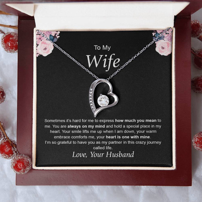 To My Wife Forever Love Necklace, Wife Valentines Gift, Anniversary Present For Wife, Birthday Gift, Jewelry For My Wife Necklace With Message Card, Gift For Her, Necklace With Gift Box, Gifts For My Wife