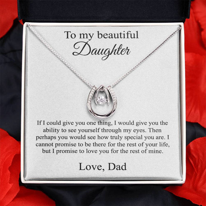 Lucky In Love To My Daughter Necklace, Graduation Gift For Daughter, Gift For Daughter From Dad, Daughter Jewelry Necklace, Necklace Gift, Necklace With Gift Box