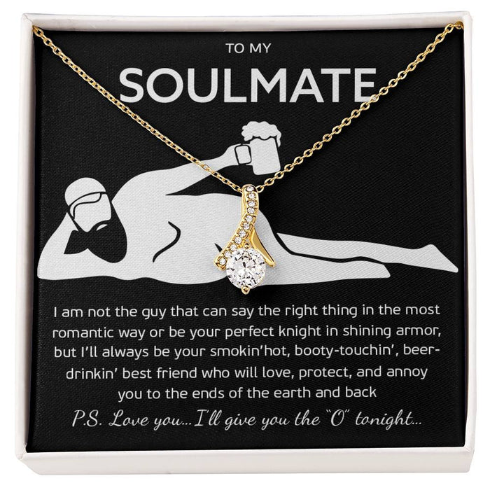To My Soulmate Necklace, Alluring Beauty Necklace, Funny Gifts For Girlfriend, Jewelry Necklace Gift For Her Anniversary Birthday , Necklace With Box