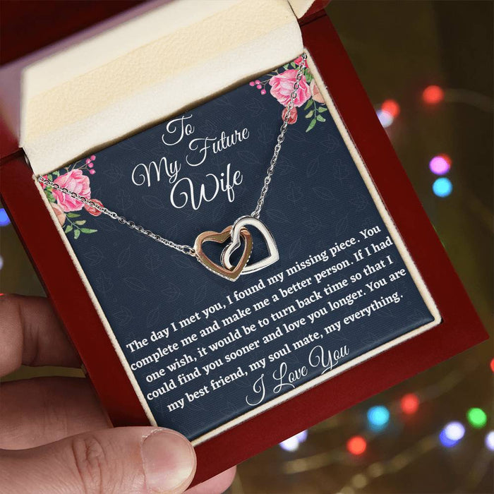 Interlocking Hearts Necklace, To My Future Wife Necklace, Engagement Gifts For Fiance, Future Wife Gift Necklace, Necklace With Gift Box
