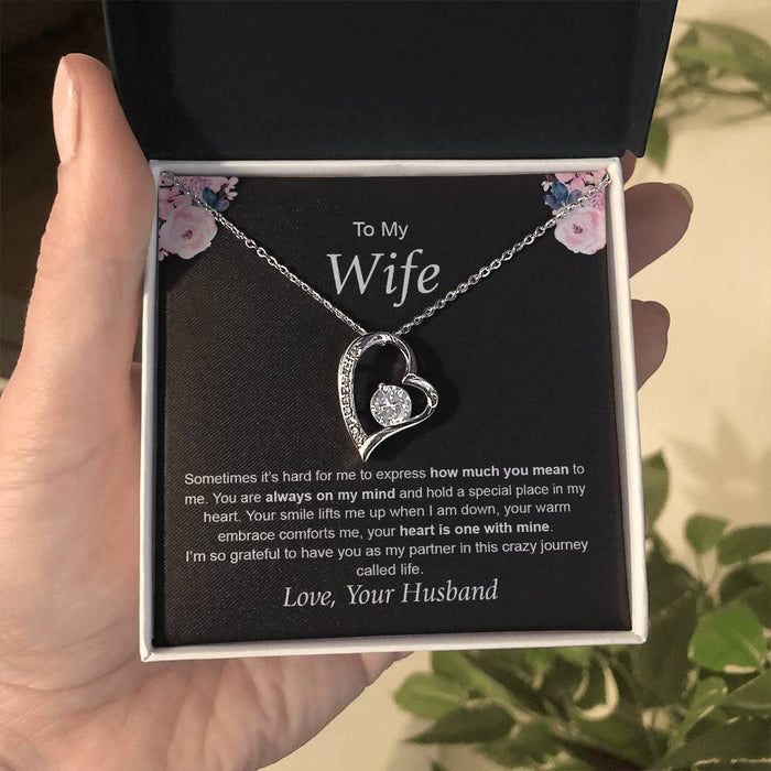 To My Wife Forever Love Necklace, Wife Valentines Gift, Anniversary Present For Wife, Birthday Gift, Jewelry For My Wife Necklace With Message Card, Gift For Her, Necklace With Gift Box, Gifts For My Wife
