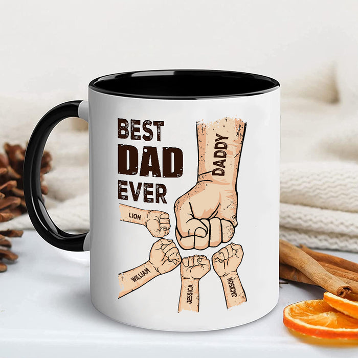Personalized Coffee Mug For Dad From Son Daughter Awesome Dad Ever Fist Bump Custom Name 11 15oz Cup Fathers Day Gifts