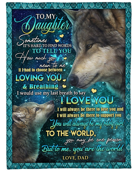 Personalized To My Daughter Blanket From Mommy Daddy Wolf Galaxy You're The World Custom Name Gifts For Chrsitmas