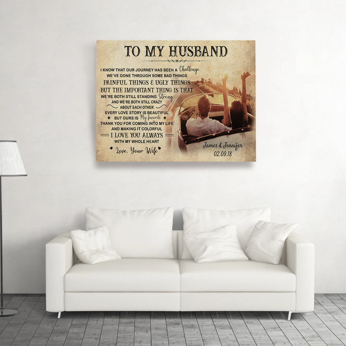 Personalized To My Husband Canvas Wall Art From Wife Our Journey Is My Favorite Vintage Couple Custom Name Poster Prints
