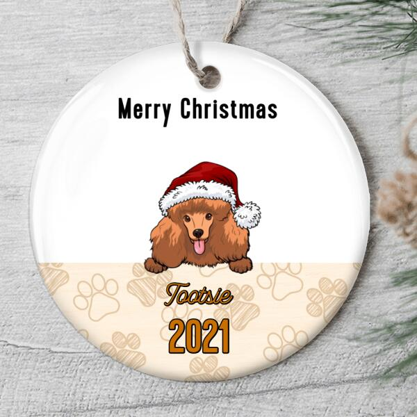 Personalized Ornament For Dog Lovers Merry Paws Santa Hat Printed Custom Name Tree Hanging Gifts For Christmas