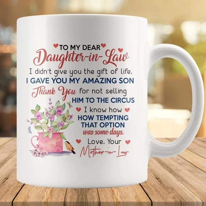 Personalized Coffee Mug Gifts For Daughter In Law Bird Florals Option Was Some Days Custom Name White Cup For Christmas