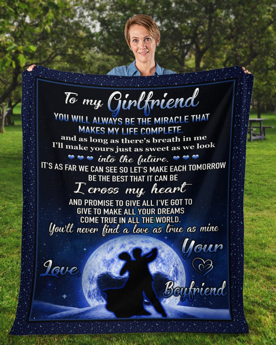 Personalized To My Girlfriend Blanket Gifts From Boyfriend Couple Dancing In The Moon At Night Custom Name For Birthday