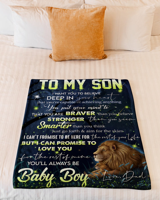 Personalized To My Son Blanket From Mom Dad Custom Name Lion Believe Deep In Your Heart Gifts For Christmas