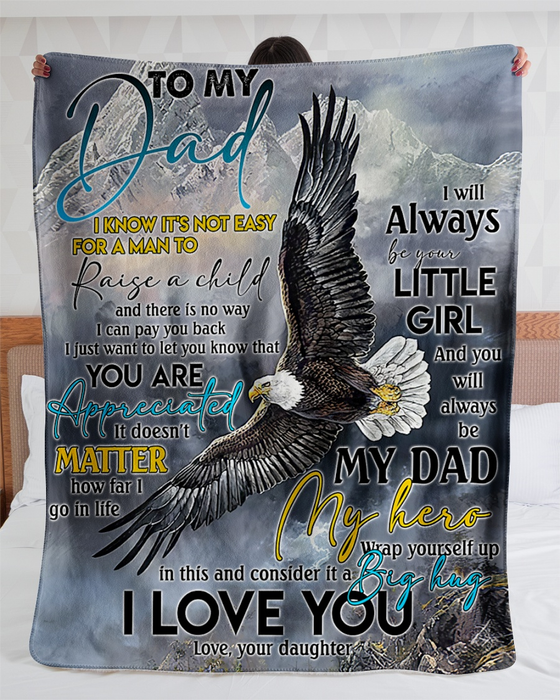 Personalized Fleece Blanket To My Dad From Daughter Eagle Flying The Storm Design Print Customized Name Blanket