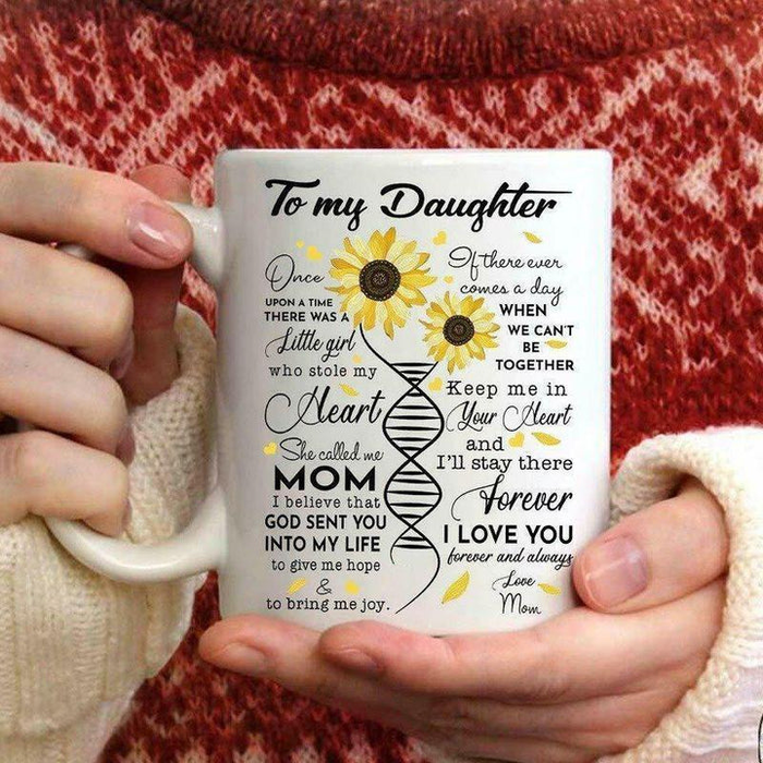 Personalized To My Daughter Coffee Mug DNA Tree God Sent You Into My Life Custom Name White Cup Gifts For Birthday