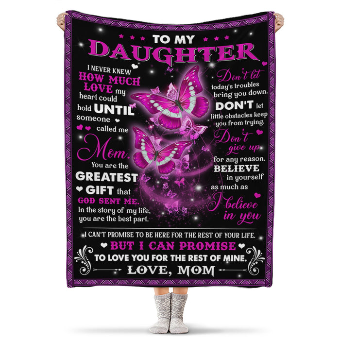 Personalized To My Daughter Blanket From Mom Don'T Let Today Trouble Bring You Down Flying Butterflies Printed