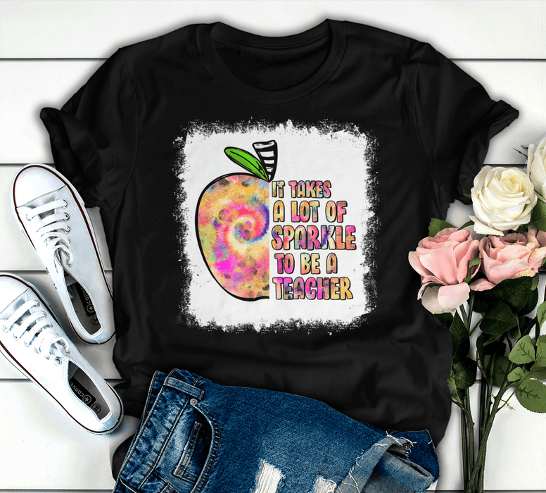 Personalized T-Shirt For Teachers It Takes A Lot Of Tie Dye Apple Design Custom Job Title Back To School Outfit