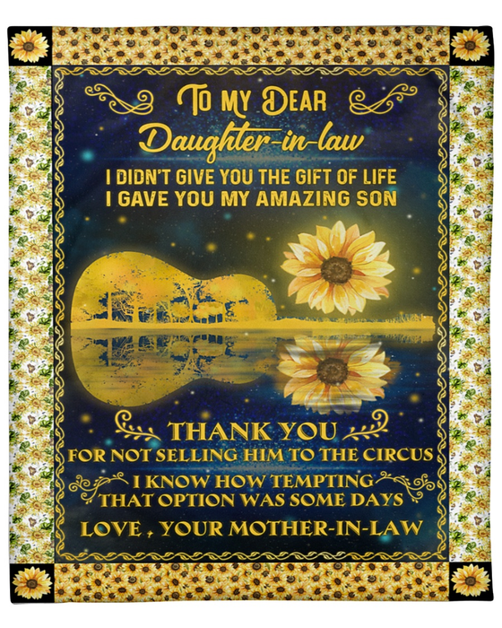 Personalized Fleece Blanket To My Daughter In Law Gold Sunflower & Shadow Premium Blanket Custom Name