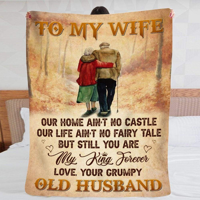 Personalized Growing Old Together Blanket To My Wife Love Grumpy Husband Print Old Couple Custom Name Valentine Blankets