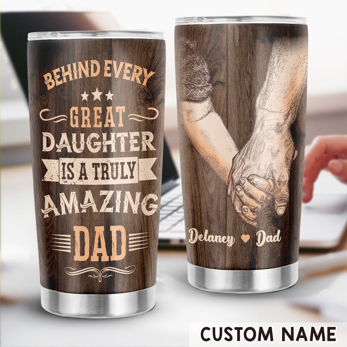 Personalized To My Daddy Tumbler From Daughter Vintage Hand In Hand Custom Name 20oz Travel Cup Gifts For Birthday