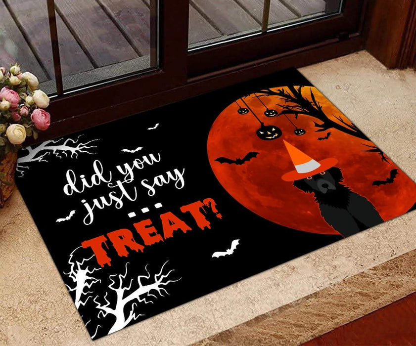 Welcome Doormat For Halloween Did You Just Say Treat Funny Retriever Mat For Dog Lovers Bat & Pumpkin Lantern Printed