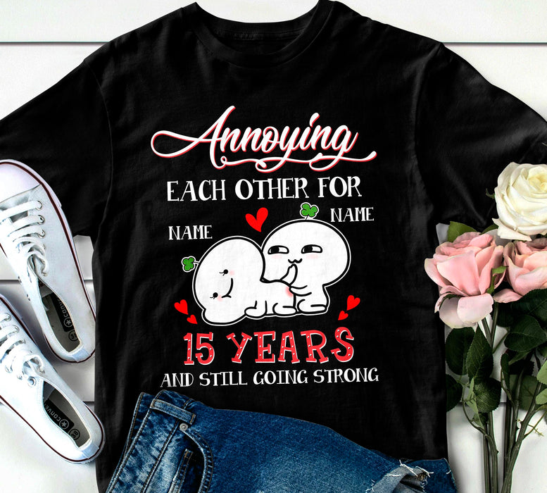 Personalized Matching Couple T-Shirt For Wife Husband Annoying Each Other For Years & Still Going Strong Custom Names