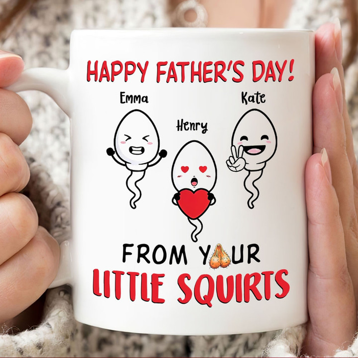 Personalized Ceramic Coffee Mug For Dad From Your Little Squirts Funny Sperm Design Custom Kids Name 11 15oz Cup