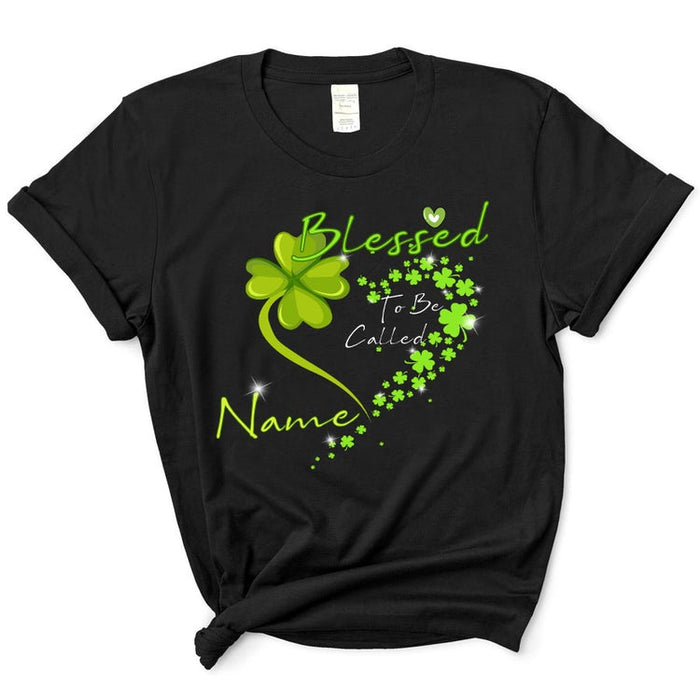 Personalized Patrick'S Day T-Shirt For Grandma Blessed To Be Called Custom Name Cute Shamrock Printed