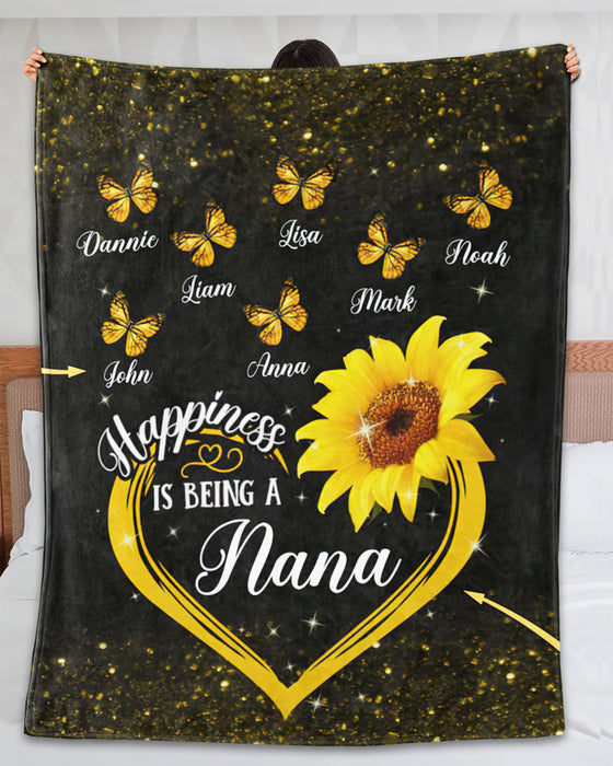 Personalized To My Grandma Blanket From Grandkids Happiness Is Being A Sunflower Butterflies Custom Name Birthday Gifts