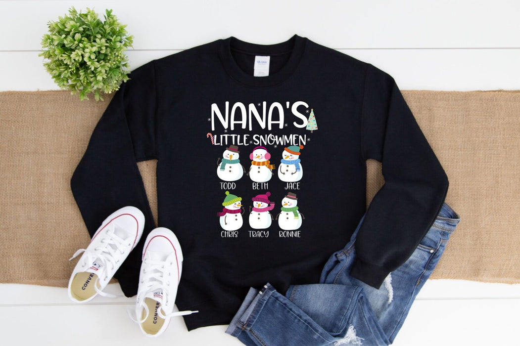 Personalized T-Shirt Sweatshirt & Hoodie For Grandma Nana's Little Snowmen Cute Snowman With Scarf Custom Grandkids Name