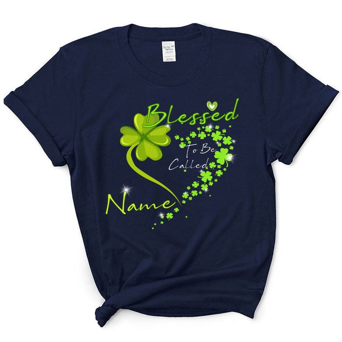 Personalized Patrick'S Day T-Shirt For Grandma Blessed To Be Called Custom Name Cute Shamrock Printed