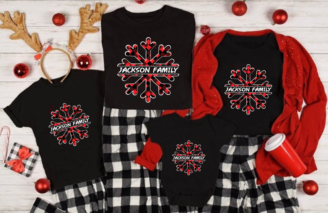 Personalized Buffalo Snowflake T-Shirt Matching Family Ideas Custom Name Xmas Tee Classic Outfit