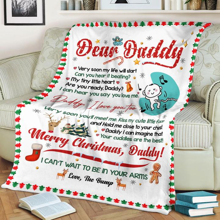 Personalized Blanket Dear Daddy From Baby Bump Very Soon My Life Will Start Christmas Design With Little Baby Printed