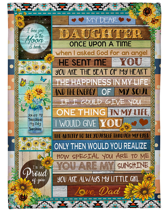 Personalized To My Daughter Blanket From Dad Mom Wooden Sunflower Always My Little Girl Custom Name Gifts For Christmas