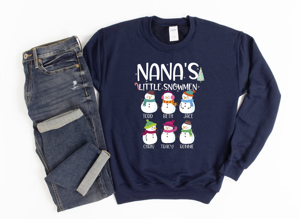 Personalized T-Shirt Sweatshirt & Hoodie For Grandma Nana's Little Snowmen Cute Snowman With Scarf Custom Grandkids Name