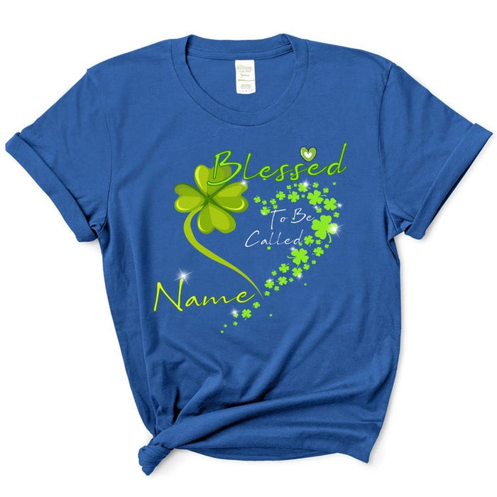 Personalized Patrick'S Day T-Shirt For Grandma Blessed To Be Called Custom Name Cute Shamrock Printed