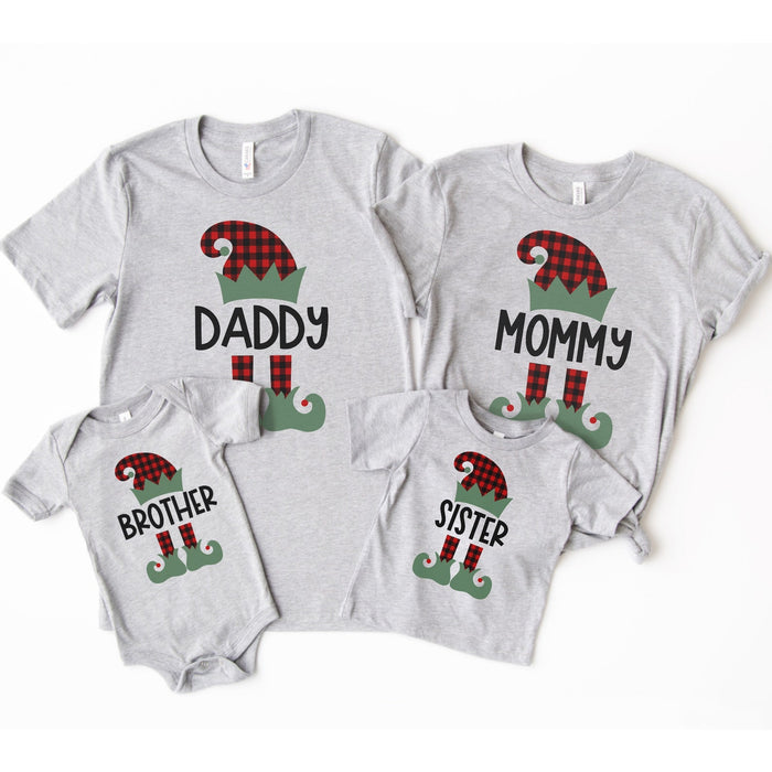 Personalized Buffalo Plaid Elf Matching Christmas Shirt For Family Custom Members Names