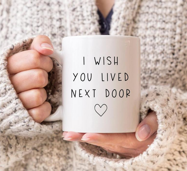 Funny Ceramic Coffee Mug For Bestie Best Friend BFF I Wish You Lived Next Door Cute Heart Printed 11 15oz White Cup