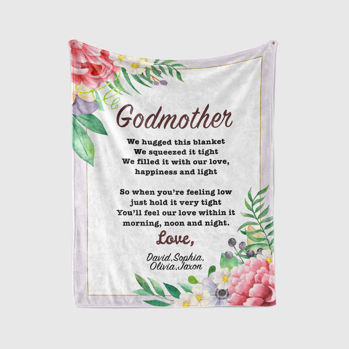 Personalized To My God Mom Blanket From Godchild Just Hold It Really Tight Flowers Printed Custom Name Birthday Gifts