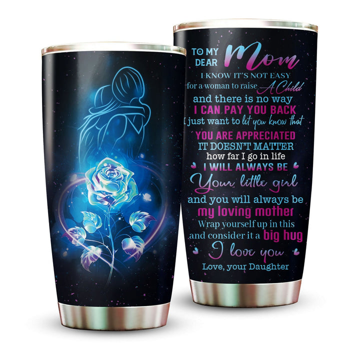 Personalized Tumbler To Mommy Hugging Rose Consider It's A Big Hug Gifts For Mom Custom Name Travel Cup For Birthday