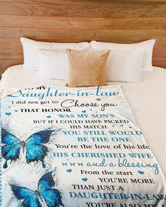 Personalized Blanket To My Daughter-in-law From Mom Butterfly Printed With Butterfly Frame Design Custom Name