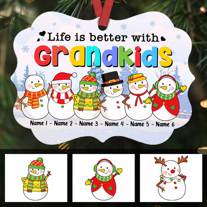 Personalized Ornament For Grandma From Grandkids Life Is Better With Kids Snowman Custom Name Gifts For Christmas