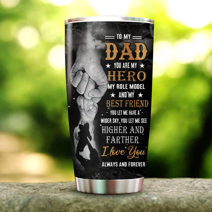 Personalized To My Dad Tumbler From Children Vintage Fist Bump You Are My Role Model Custom Name 20oz Travel Cup Gifts