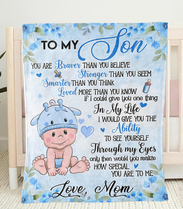 Personalized To My Son Blanket From Mom You Are Loved More Than You Know Lovely Baby Printed Custom Name