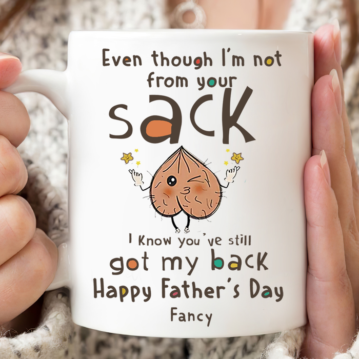 Personalized Ceramic Mug For Bonus Dad Happy Father's Day Funny Sack Design Custom Kid's Name 11 15oz Coffee Cup