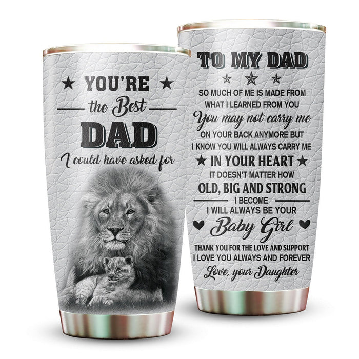 Personalized To My Dad Tumbler From Children Vintage Lion Thank You For The Love & Support Custom Name 20oz Cup Gifts