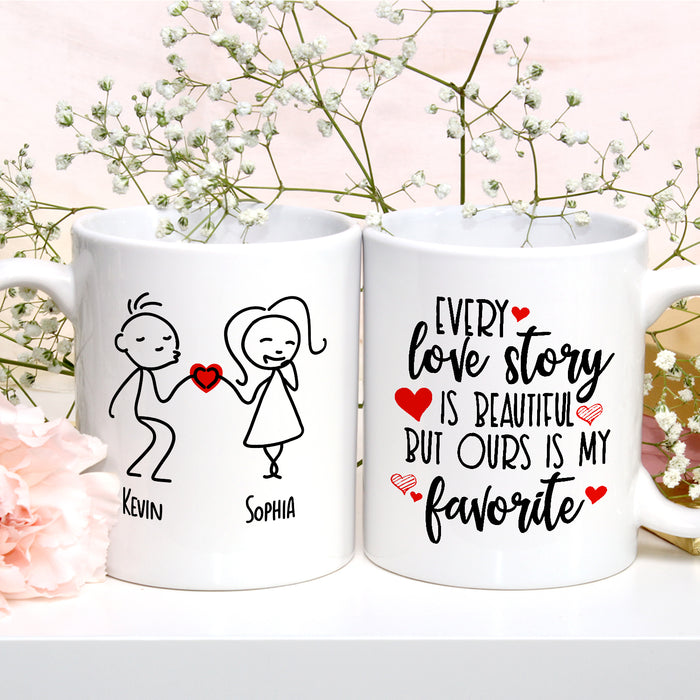 Personalized Romantic Mug For Couple Every Love Story Funny Couple Print Custom Name 11 15oz Ceramic Coffee Cup