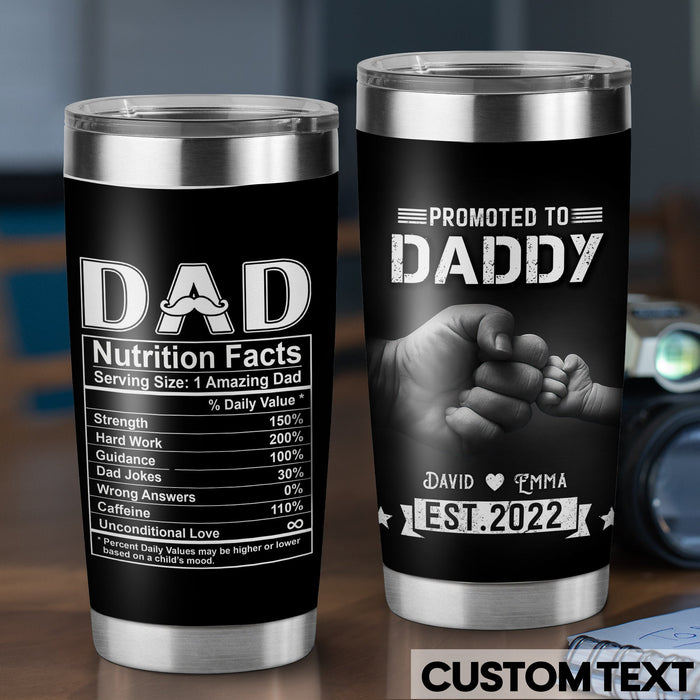 Personalized Tumbler For New Dad From Son Daughter Fist Bump Nutrition Custom Name Travel Cup Gifts For Birthday