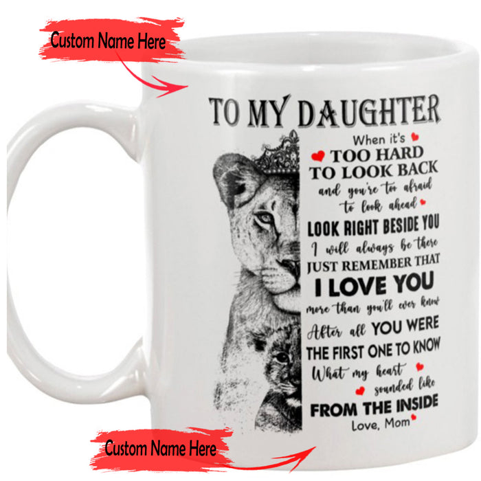 Personalized Coffee Mug For Daughter Gifts for Daughter From Mommy Print Black White Face Lion Pictures Sweet Message Customized Mug Gifts For Birthday