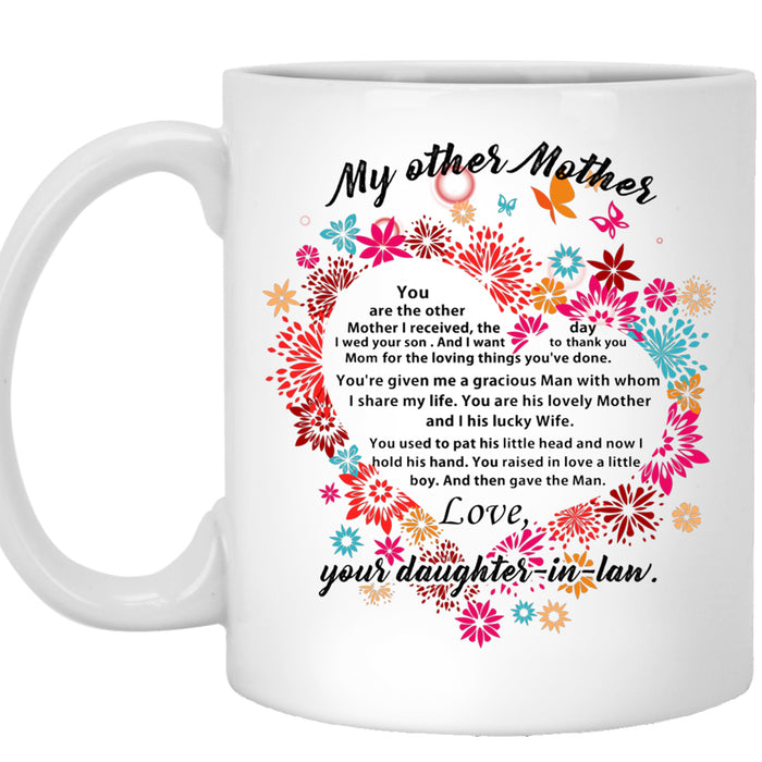 Personalized To Mother In Law Coffee Mug Gifts For Mother From Daughter In Law Print Heart Floral Meaning Quotes Customized Mug Gifts For Mothers Day, Wedding