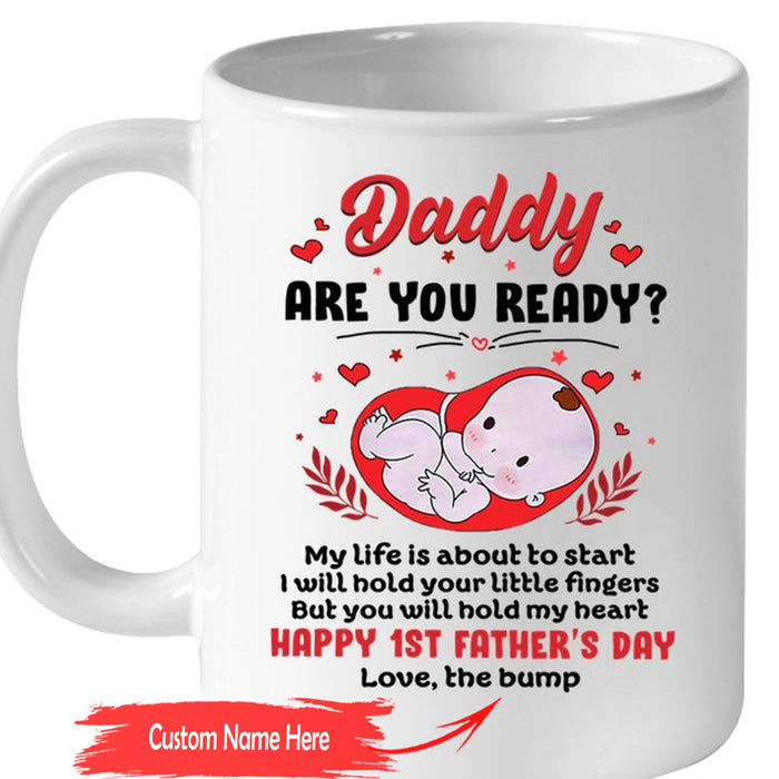 Personalized Funny Dad Coffee Mug Pregnancy Announcement To Be Daddy 2021 Gifts For Father's Day