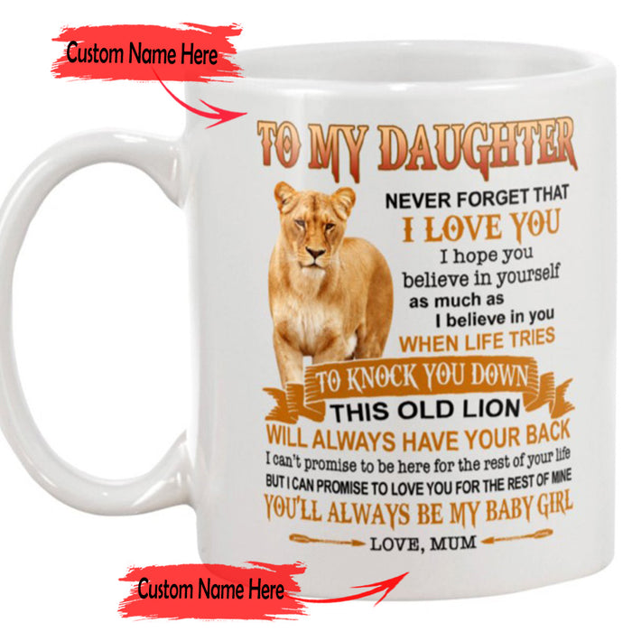 Personalized Coffee Mug For Daughter Gifts for Daughter From Mommy Print Daughter Lion Pictures Sweet Message Customized Mug Gifts For Birthday