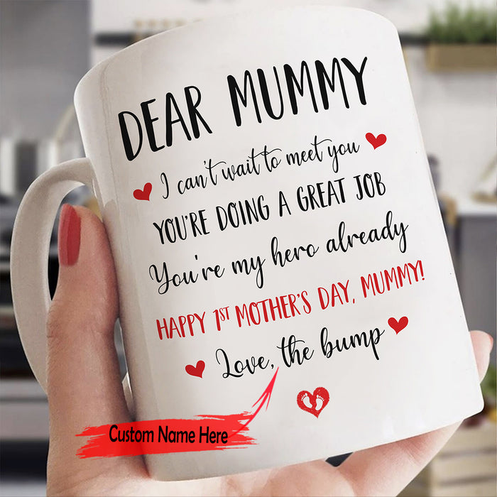 Personalized Coffee Mug For Mom Gifts First Mommy Gifts New Mommy Mug Gifts First Pregnant Mom Customized Mug Gifts For Mothers Day 11Oz 15Oz Ceramic Mug